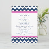 Blue Hot Pink Chevron Engagement Party Kaart (Staand voorkant)