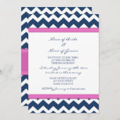 Blue Hot Pink Chevron Engagement Party Kaart (Voorkant / Achterkant)