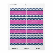 Blue Hot Pink Chevron Wedding Labels (Full Sheet)
