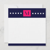 Blue Hot Pink Monogram Moderne Weddenschap Kaart (Achterkant)