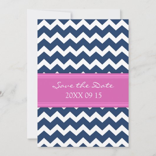 Blue Hot Pink Weddenschap Sla de datumkaart op Save The Date (Achterkant)
