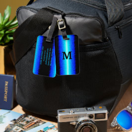 Blue Hot Rod Flames Bagagelabel