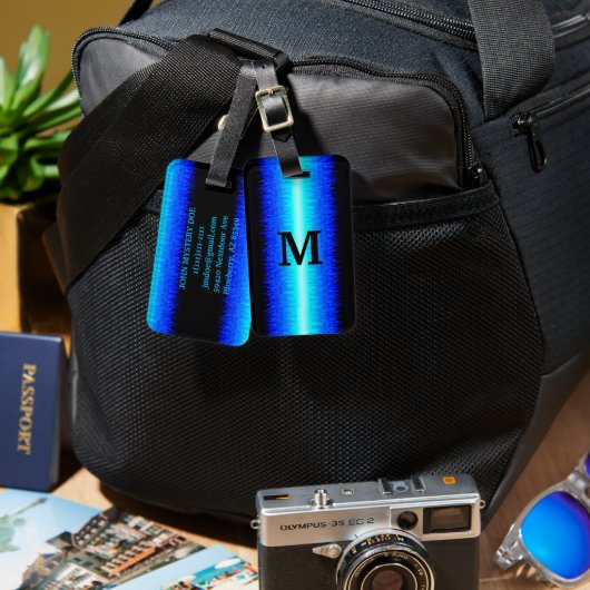 Blue Hot Rod Flames Bagagelabel (Voorkant /achterkant)