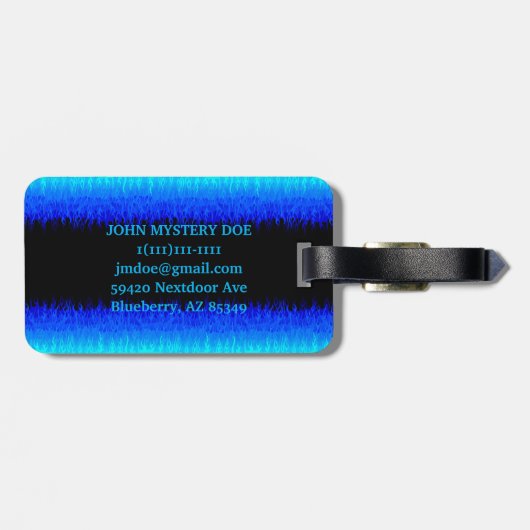 Blue Hot Rod Flames Bagagelabel (Achterkant horizontaal)