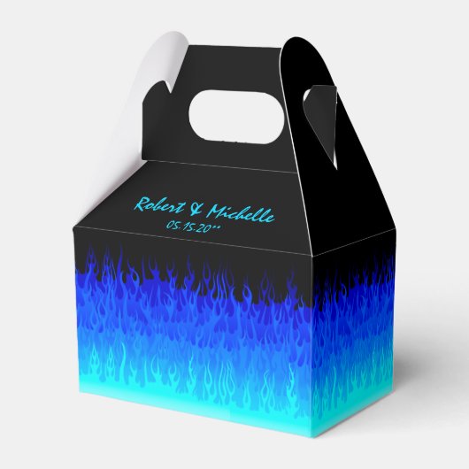 Blue Hot Rod Flames Bedankdoosjes (Achterkant)