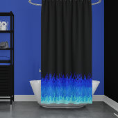 Blue Hot Rod Flames Douchegordijn
