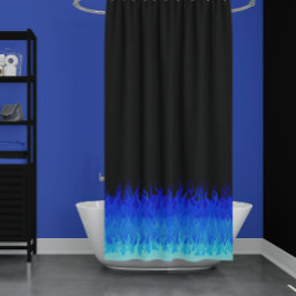 Blue Hot Rod Flames Douchegordijn