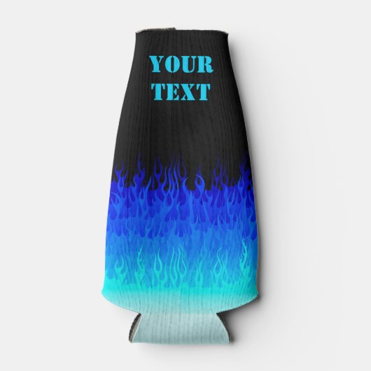 Blue Hot Rod Flames Flesjeskoeler (Voorkant)