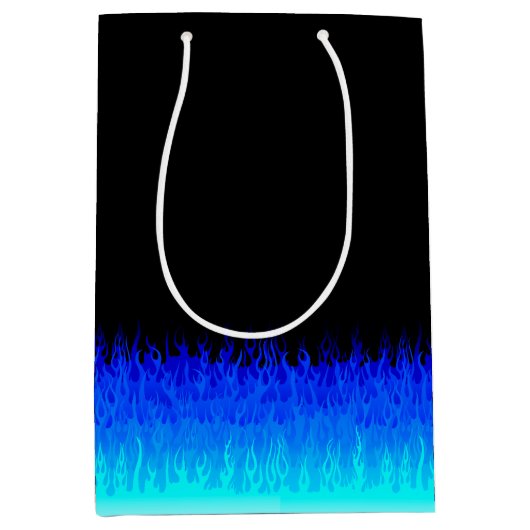 Blue Hot Rod Flames Medium Cadeauzakje (Voorkant)