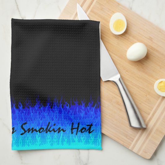 Blue Hot Rod Flames - Mijn kookplaat heet Theedoek (Quarter Fold)