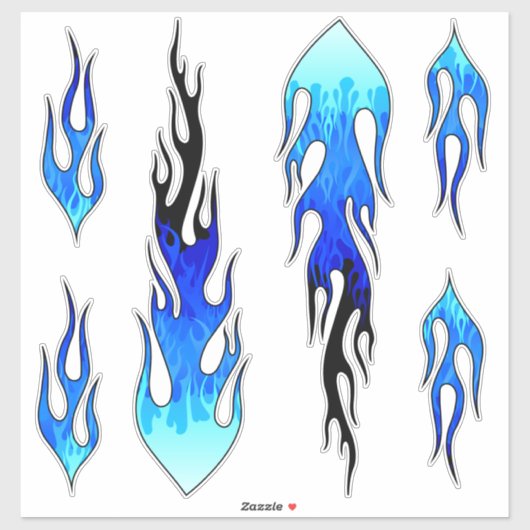 Blue Hot Rod Flames Sticker (Vel)