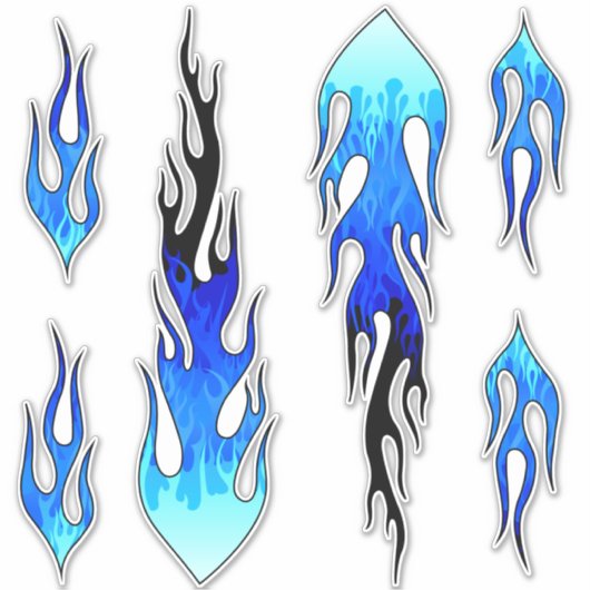 Blue Hot Rod Flames Sticker (Voorkant)