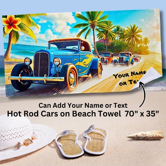 Blue Hot Rods op het strand van Surven voor autoli Strandlaken