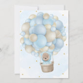 Blue Hotair Balloon Barly Wait Baby shower Kaart (Achterkant)