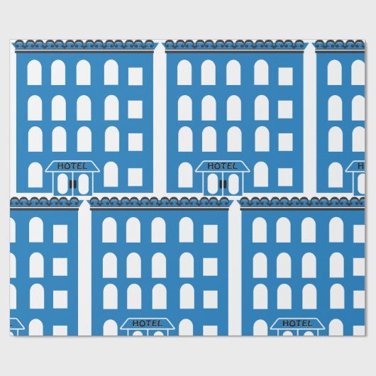 Blue Hotel Building Cadeaupapier (Vlak)