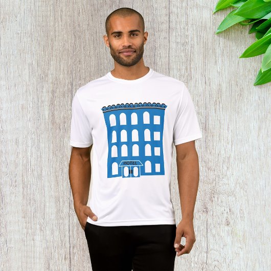 Blue Hotel Building Mannen Actief T-shirt