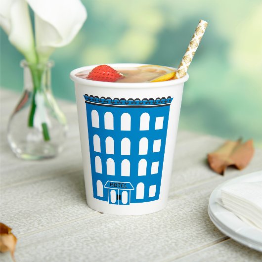Blue Hotel Building Papieren Bekers