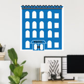 Blue Hotel Building Poster (Thuiskantoor)