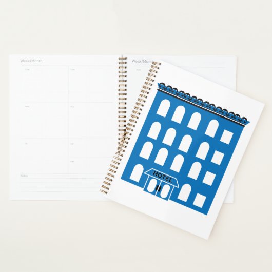 Blue Hotel Building Spiral Planner (Display)