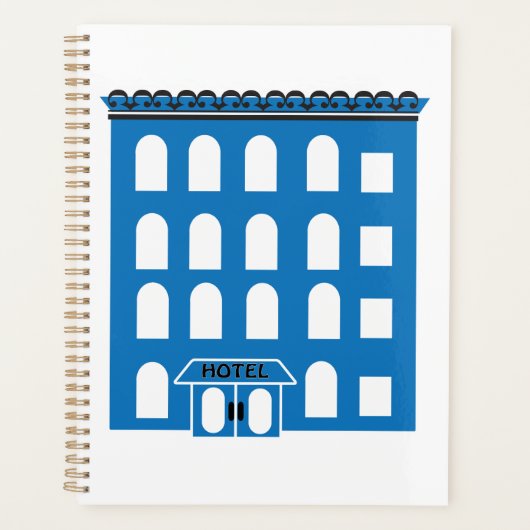 Blue Hotel Building Spiral Planner (Voorkant)