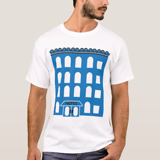 Blue Hotel Building T-shirt (Voorkant)
