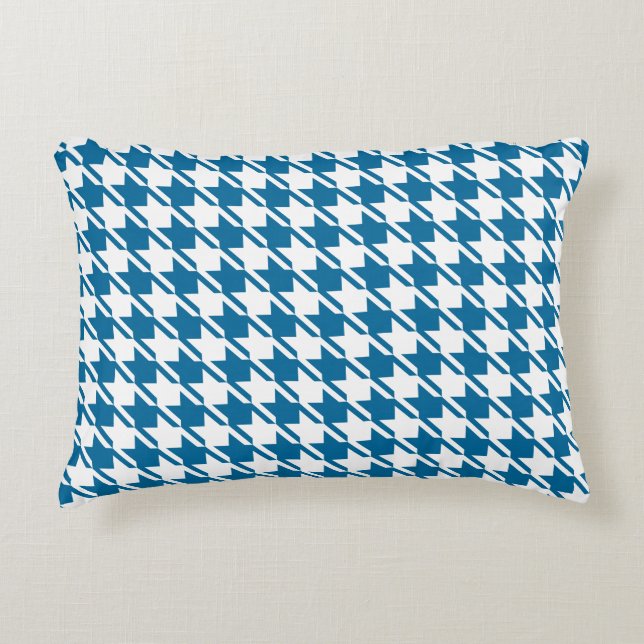 Blue Houndstooth-herstellingspatroon Accent Kussen (Voorkant)