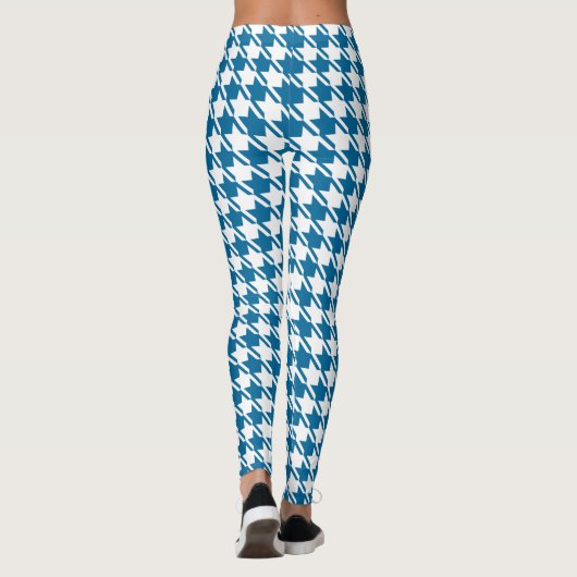 Blue Houndstooth-herstellingspatroon Leggings (Achterkant)