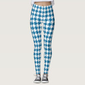 Blue Houndstooth-herstellingspatroon Leggings (Voorkant)