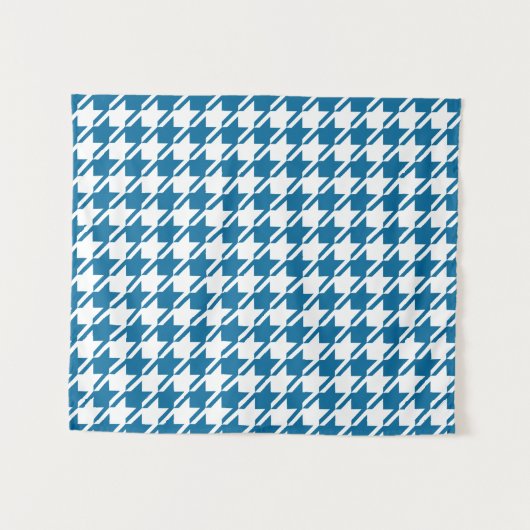 Blue Houndstooth-herstellingspatroon Wandkleed (Voorkant (horizontaal))