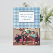 Blue Houndstooth Holiday-fotokaart Kaart (Staand voorkant)