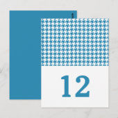 Blue Houndstooth Table Number Briefkaart (Voorkant / Achterkant)