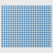 Blue Houndstooth Textile Pattern Cadeaupapier (Vlak)