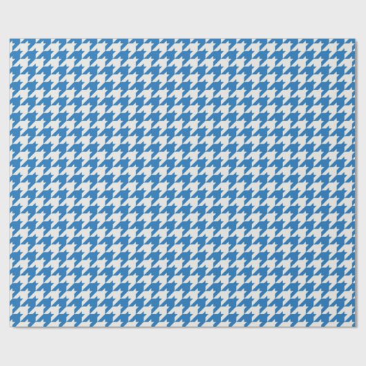 Blue Houndstooth Textile Pattern Cadeaupapier (Vlak)
