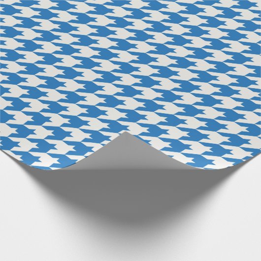 Blue Houndstooth Textile Pattern Cadeaupapier (Hoek)