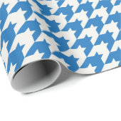 Blue Houndstooth Textile Pattern Cadeaupapier (Rol Hoek)