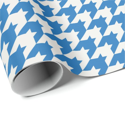 Blue Houndstooth Textile Pattern Cadeaupapier (Rol Hoek)