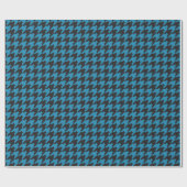 Blue Houndstooth Textile Pattern Cadeaupapier (Vlak)