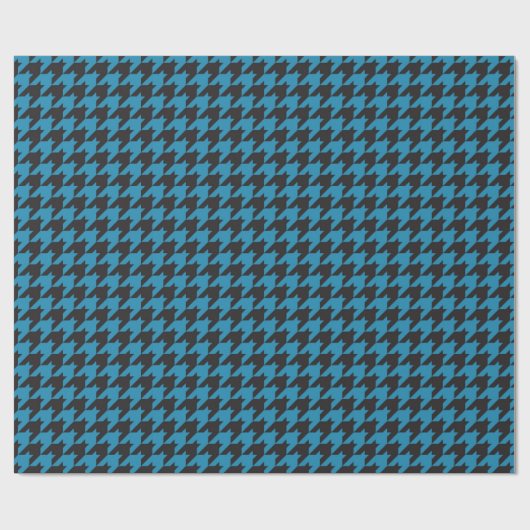 Blue Houndstooth Textile Pattern Cadeaupapier (Vlak)