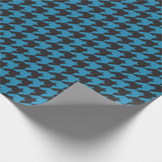 Blue Houndstooth Textile Pattern Cadeaupapier (Hoek)