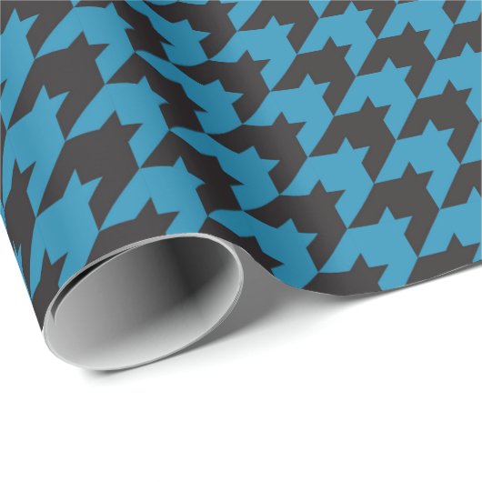 Blue Houndstooth Textile Pattern Cadeaupapier (Rol Hoek)