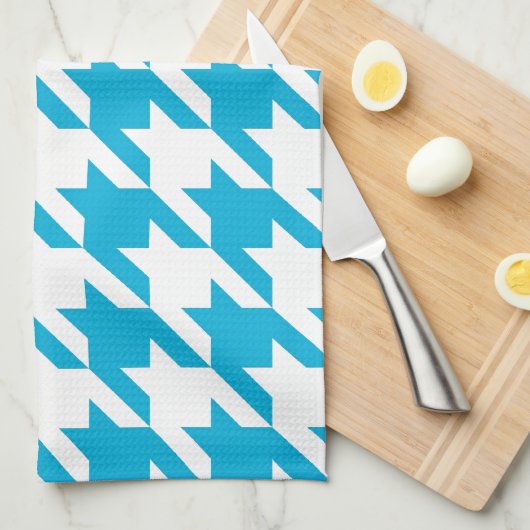 Blue Houndstooth Theedoek (Quarter Fold)
