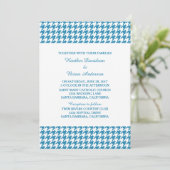 Blue Houndstooth Wedding Invite Kaart (Staand voorkant)