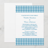 Blue Houndstooth Wedding Invite Kaart (Voorkant / Achterkant)