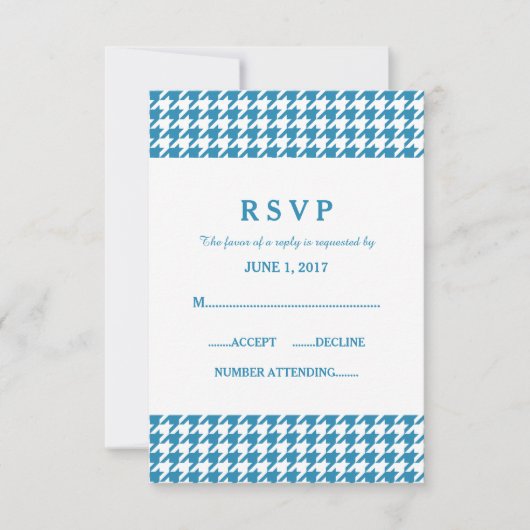 Blue Houndstooth Wedding Response Kaart (Voorkant)