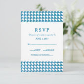 Blue Houndstooth Wedding Response Kaart (Staand voorkant)
