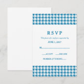 Blue Houndstooth Wedding Response Kaart (Voorkant / Achterkant)