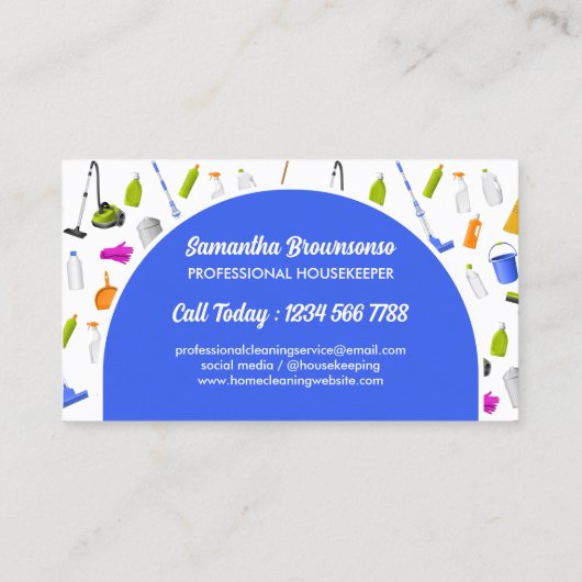 Blue House Cleaning Service Visitekaartje (Achterkant)