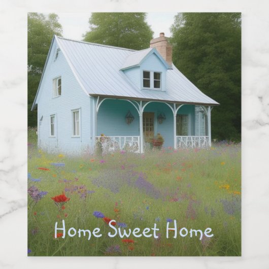 Blue House Housewarming Wijn Etiket (Enkel label)