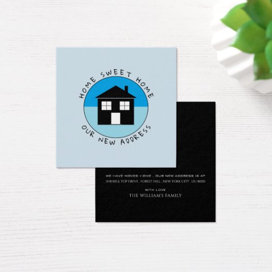 Blue House Logo, Change of Address Card Vierkante Visitekaartjes (Bureau)