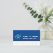 Blue House schoonmaakdiensten Logo Modern Visitekaartje (Staand voorkant)